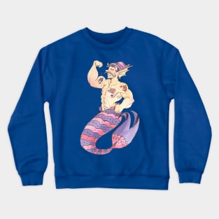 MerMay Sailor Merman with Tattoos Watercolor Crewneck Sweatshirt